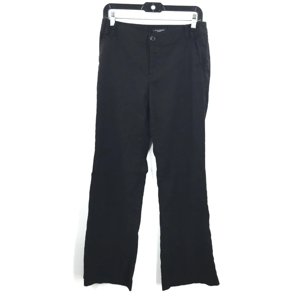 Banana Republic Martin Black linen blend trouser pants lightweight minimalist 6